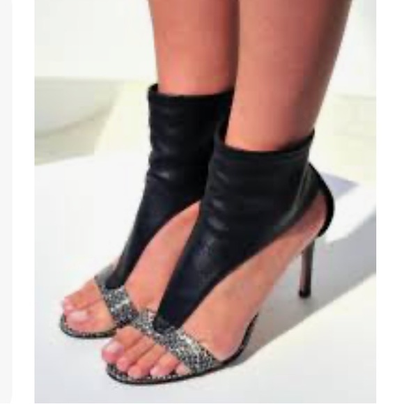 Elle Tahari Leather Snake Skin Open Toe Heeled Ankle Cuff Booties 37 Classic - Picture 14 of 14